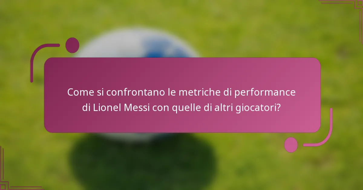Come si confrontano le metriche di performance di Lionel Messi con quelle di altri giocatori?
