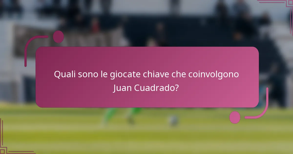 Quali sono le giocate chiave che coinvolgono Juan Cuadrado?