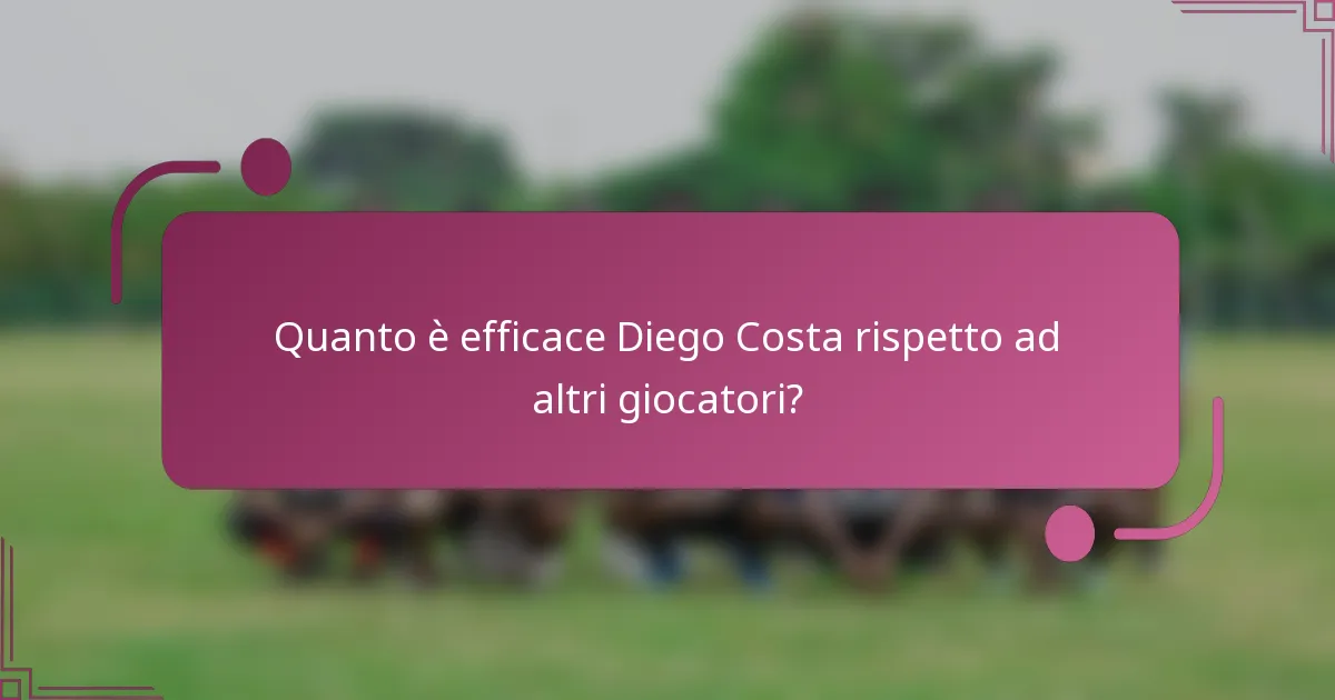 Quanto è efficace Diego Costa rispetto ad altri giocatori?